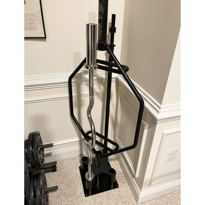 Barbell Holder Floor Stand Barbell Storage Rack Fit for 1" and 2" Olympic Bars, Hex Bars Trap Bars Curl Bars Triceps Bars,Holds 5 Bars