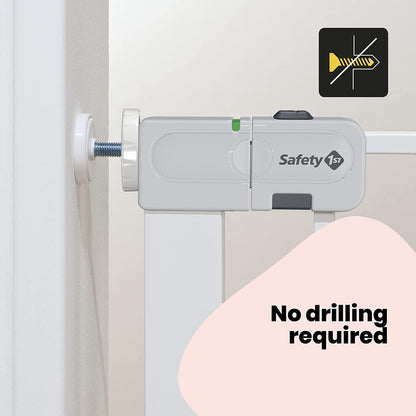 Safety 1st Auto Close Gate, Baby Stair Gate Pressure Fit, 73-80cm (max. 136cm), Automatic Closing Baby Safety Gate, One-Hand Opening, No-Screw Installation (No Drilling), Double Lock System, White