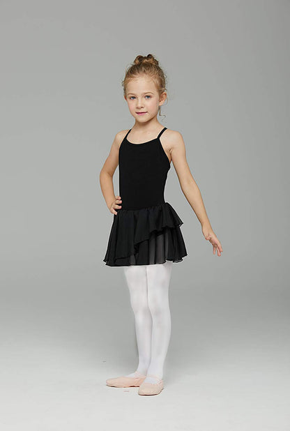 MdnMd Leotard for Girls Kids Dance Ballet Outfit Costume Gymnastic Ballerina Dress Tutu Christmas (Black, Age 6-8)