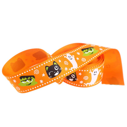 CCINEE 24 Yard 1 Inch Halloween Grosgrain Ribbons, Decorative Halloween Ghost Spider Printed Ribbons for Gift Wrapping Supply
