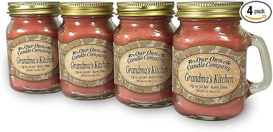 Grandma's Kitchen Scented Mini Mason Jar Candle by Our Own Candle Company, 3.5 Ounce (4 Pack)