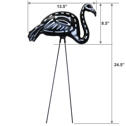 GIFTEXPRESS 2-Pack Halloween Black Flamingo Skeleton, Zombie Flamingos, Skull Flamingo with Stakes for Halloween Lawn Ornaments, Spooky Graveyard Decorations
