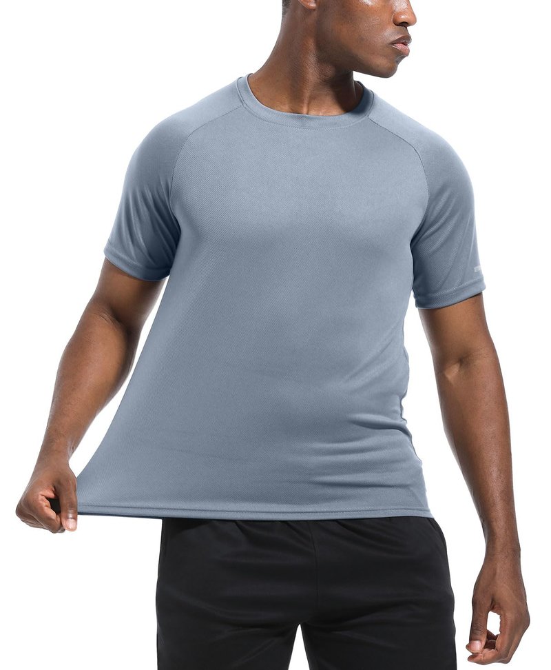 Men's 3 Pack Workout Shirts Dry Fit Crew Neck T Shirts Athletic Running Gym Mesh Short Sleeve Tee Tops Black/Grey/Dark Grey-3P11-XL