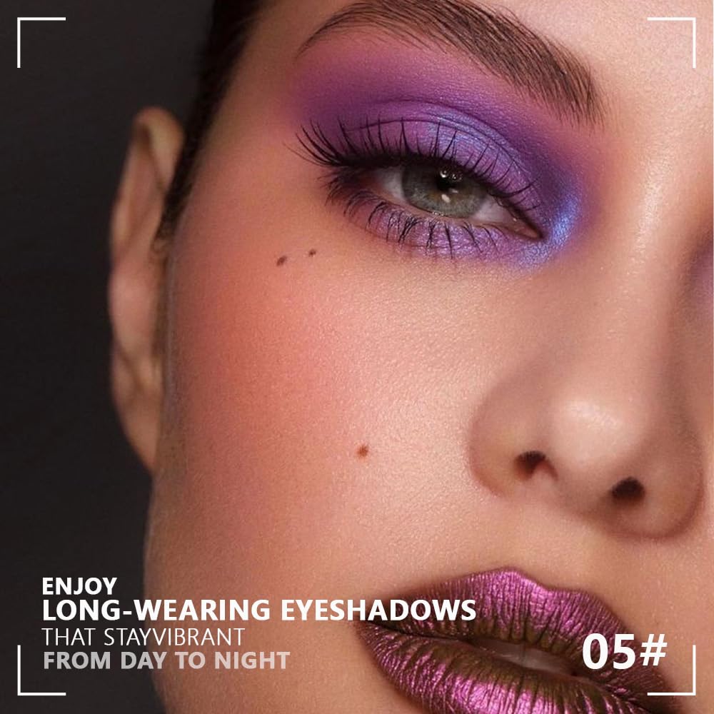 HHLTOH 4 Colors Dark Purple Pink Eye Shadow Powder Palette Makeup, Neutral Matte Shimmer Cream Quads Eyeshadow Palette for Women Highly Pigmented Waterproof, paleta de sombras de ojos, Vegan, 05