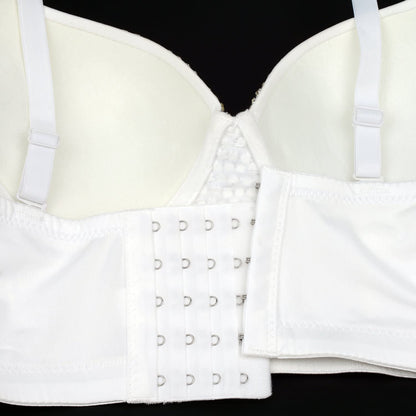 ELLACCI Women's Rhinestone Diamond Push up Bustier Crop Top Sexy Punk Corset Bra White Medium