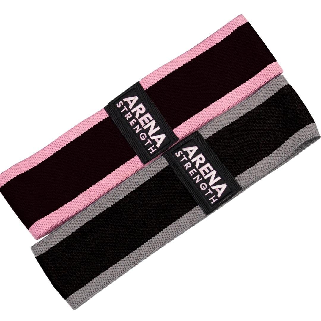 Arena Strength Booty Band Set (2 Pack) - Extra Strong Resistance Bands for Workout - Black - 25-55 kgs Tension