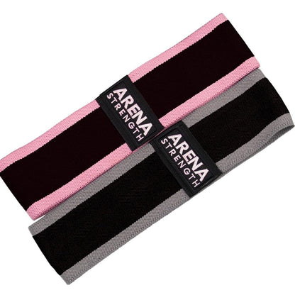 Arena Strength Booty Band Set (2 Pack) - Extra Strong Resistance Bands for Workout - Black - 25-55 kgs Tension