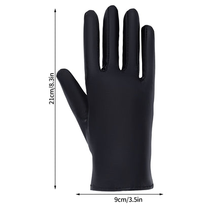 Rbenxia 1 Pair of Black Shiny Metallic Spandex Gloves Faux Leather Cropped Gloves for Halloween Cosplay Costume Party Favors