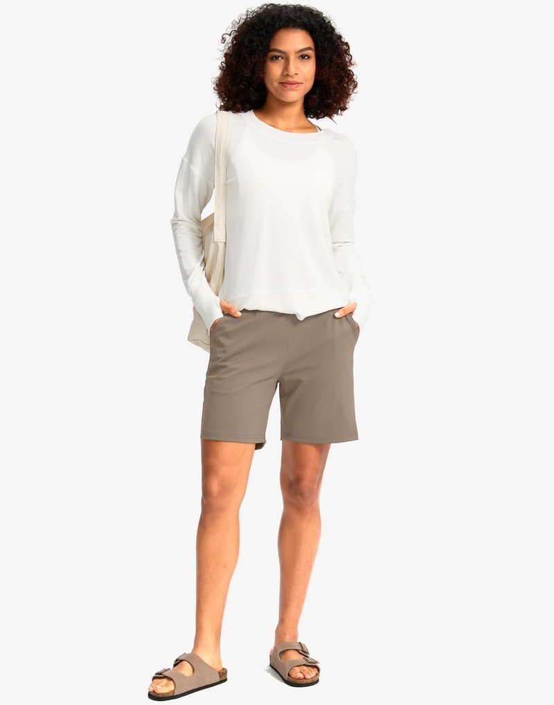 G Gradual Women's Bermuda Long Shorts with Pockets 7" High Waisted Knee Length Shorts for Women Walking Athletic Workout(Dark Grey-L7,XL)