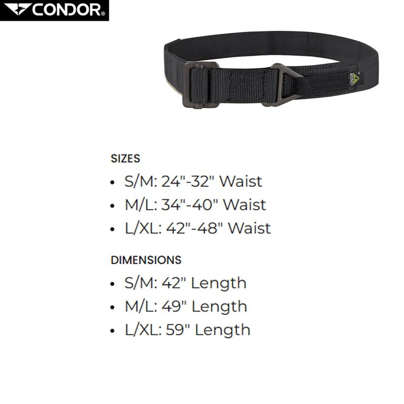 Condor Rigger's Belt Black, Medium/Large