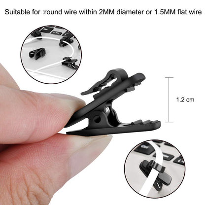 FENGWANGLI Headphone Clip for Shirt, 1 Inch Length Small Earbud Cord Management Earphone Mount Cable Clothing Clip to Keep Microphone Cord in Place for 1.5mm Diameter Round Wire (12 Pcs/Black)