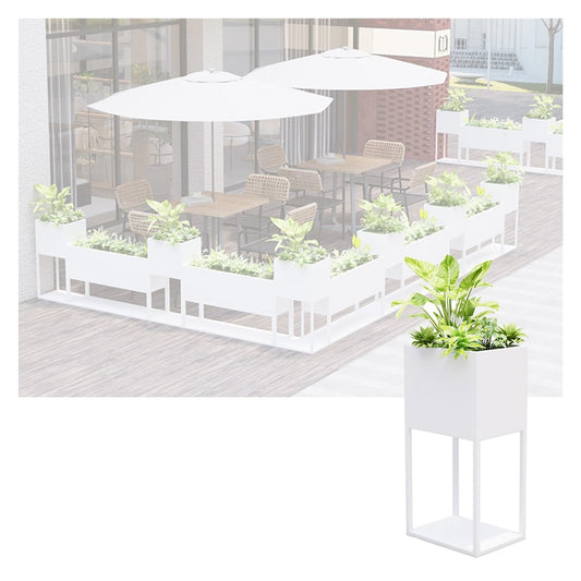 YJEUZCD Metal Tall Long Planter Box, Outdoor Indoor Floor Standing Flower Box Partition, Commercial Patio Porch Removable Partition Divider(White,40x80cm/15.7x31.4in)