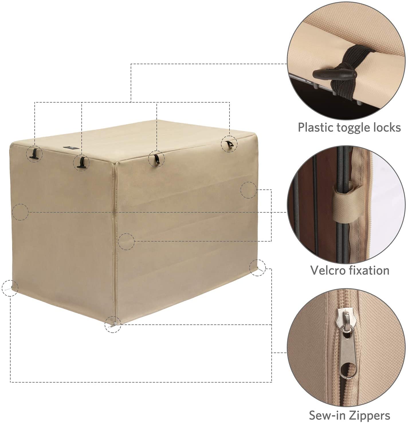 X-ZONE PET Double Door Dog Crate Cover - Polyester Pet Kennel Cover (Fits 24 30 36 42 48 inches Wire Crate)
