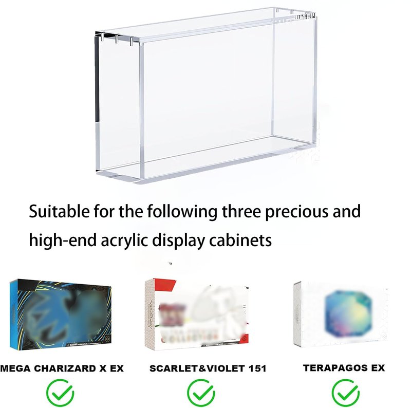 Magnetic Acrylic Display Case for Mega CHARZRD X ex Ultra-Premium Collection UPC and 151 UPC – 8mm/5mm Thick Acrylic with N52 Magnets – Protective Display for Card Collection Boxes