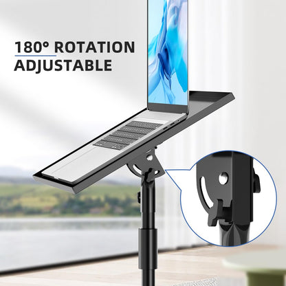 GZGDLJQ Projector Stand with Wheels, Laptop Tripod from 29" to 69" with Mouse Tray, Adjustable Height DJ Racks Stands with Gooseneck Phone Holder, for Office, Home, Stage, Studio, 1 Pack Black