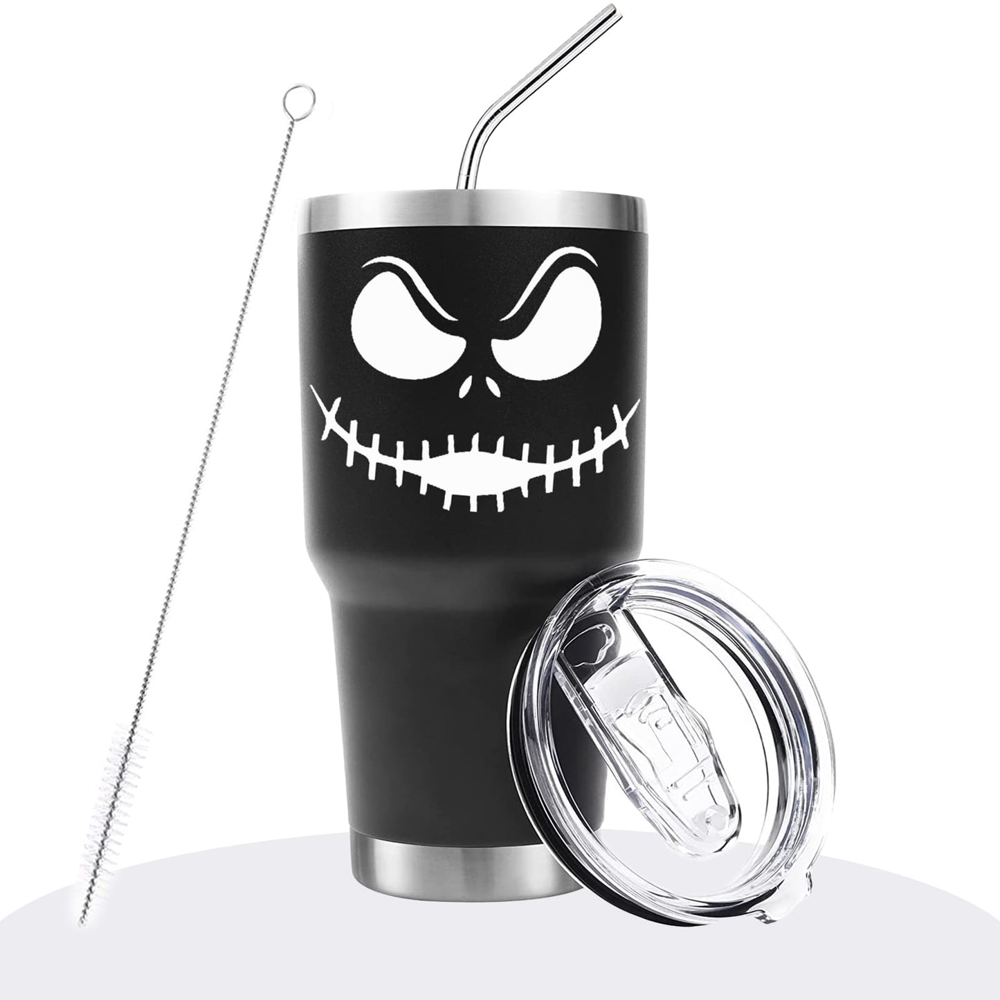 LXDAZSX 30OZ Jack Tumbler Stainless Steel Water Bottle Travel Mug Iced Coffee Cup with Handle Straw Lid Insulated Reusable Hot Cold Beverages Tumbler Smily