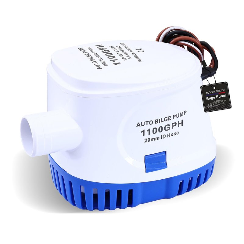 1100GPH Automatic Bilge Pump for Boats 12V Submersible Water Pump with Float Switch 1-1/8" Outlet
