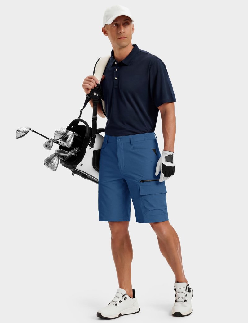 TACVASEN Mens Hiking Cargo Shorts Lightweight Quick Dry Summer Casual Dress Shorts with Zipper Pockets Golf Hiking Work Blue Grey 32