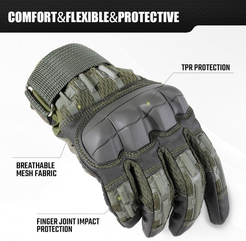 Tactical Gloves for Men - WTACTFUL Rubber Guard Touchscreen | Airsoft, Motorcycle, Hunting