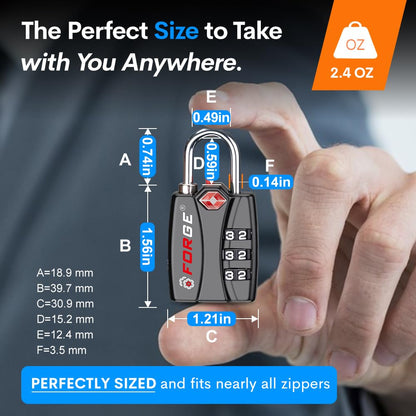 Forge TSA Approved Luggage Locks - Black 2 PK