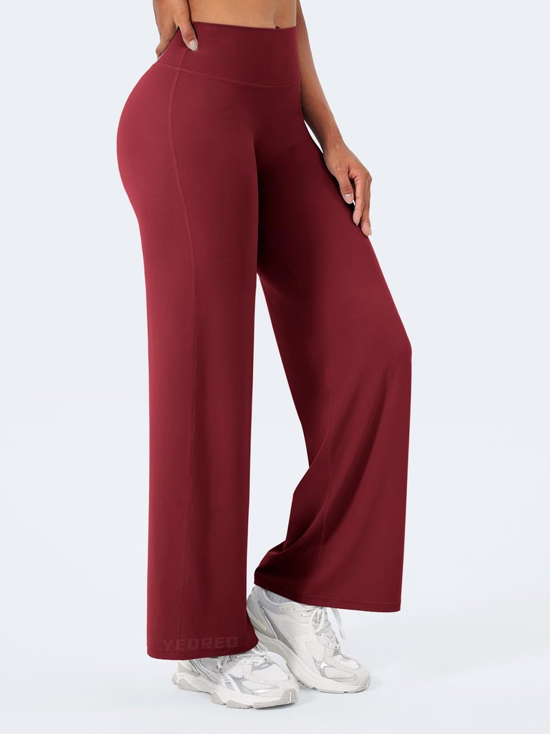 YEOREO Workout Leggings Womens No Front Seam Straight Leggings 29" High Waist Buttery Eddiy Gym Yoga Pants Ancora Red M