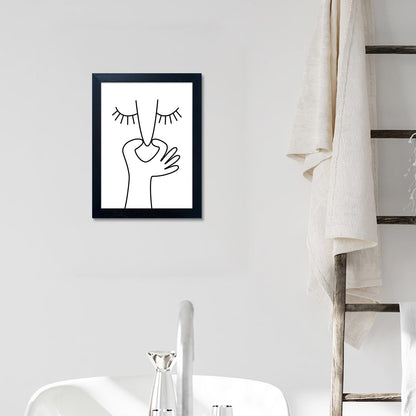 Bathroom Picture Wall Decor, Framed Black and White Bathroom Wall Art, Toilet Paper in Little Funny Raccoon's Hand Animal Canvas Print Painting