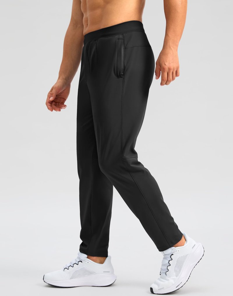 G Gradual 30"/32"/34" Inseam Tall Mens Sweatpants with Zipper Pockets Stretch Golf Workout Pants for Men Casual Athletic(Black,L)