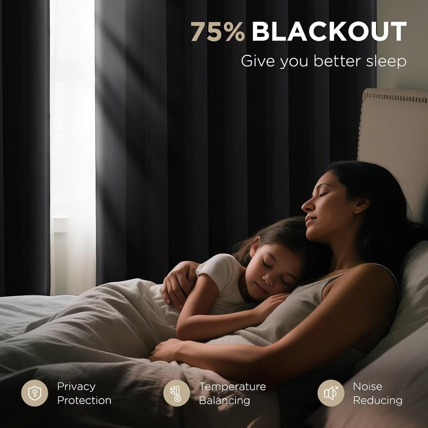 Joydeco Blackout Curtains for Bedroom,Black Out Curtains 84 Inch Long,Black Curtains with Grommets,Noise Reducing Energy Saving Wrinkle-Free Drapes for Living Room,Halloween Window Treatments 2 Panels