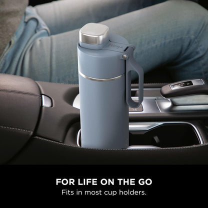 Ninja Thirsti Water Bottle and Flask 700 ML With Leak-Proof Lid, Designed For Carbonated, Hot & Cold Drinks, Ideal For Travel & Sports, Triple Insulated, Stainless Steel Bottle, Blue, DW2401EUUKBL