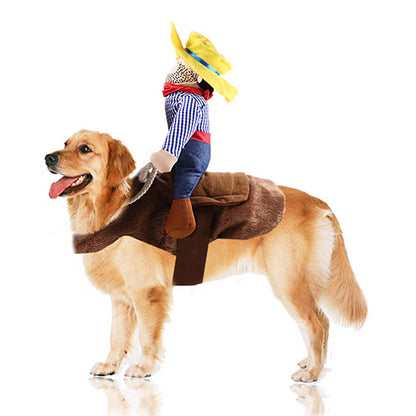 SEIS Pet Riding Costume Novelty Pet Supplies Cowboy Rider Horse Riding Designed Dog Apparel Party Dressing up Clothing Halloween (XXL)