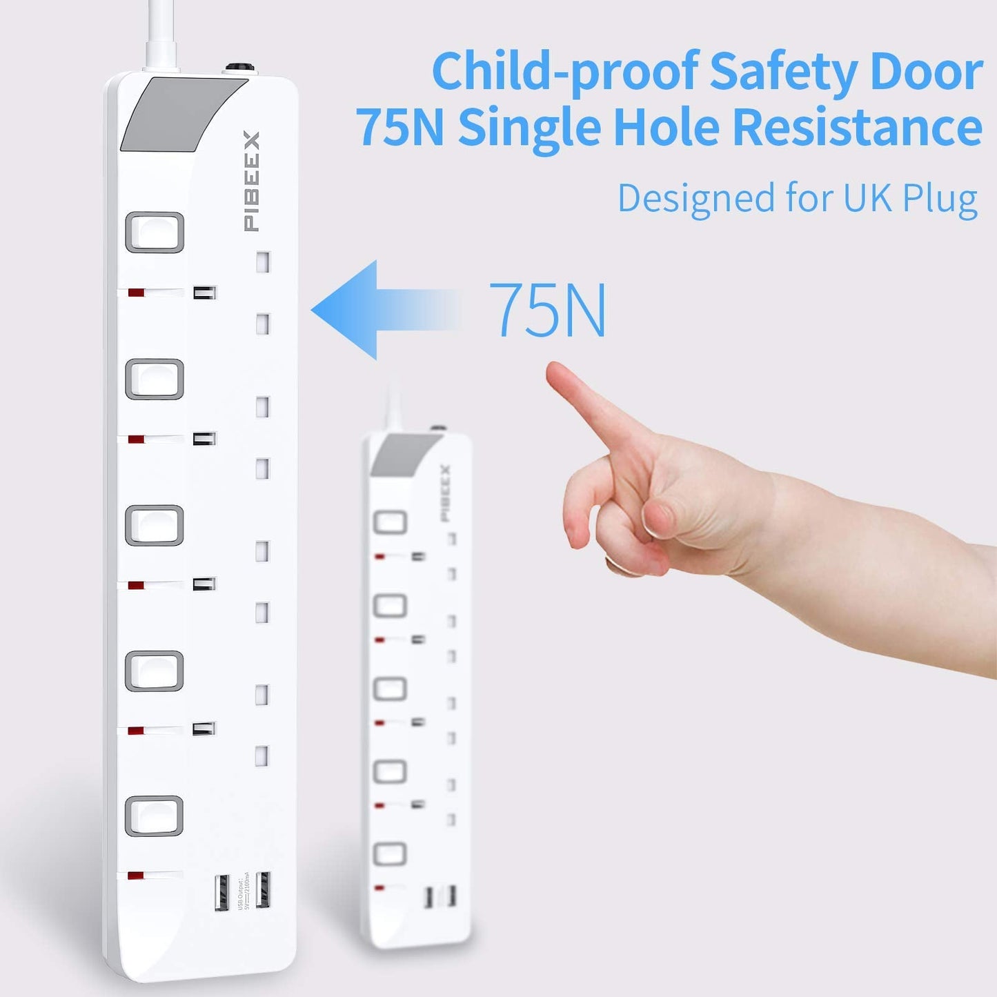 3M Extension Lead with USB Slots, 4 Way 2 USB Extension Socket with Individual Switches Mountable Power Strips with 3M Extension cable 3250W