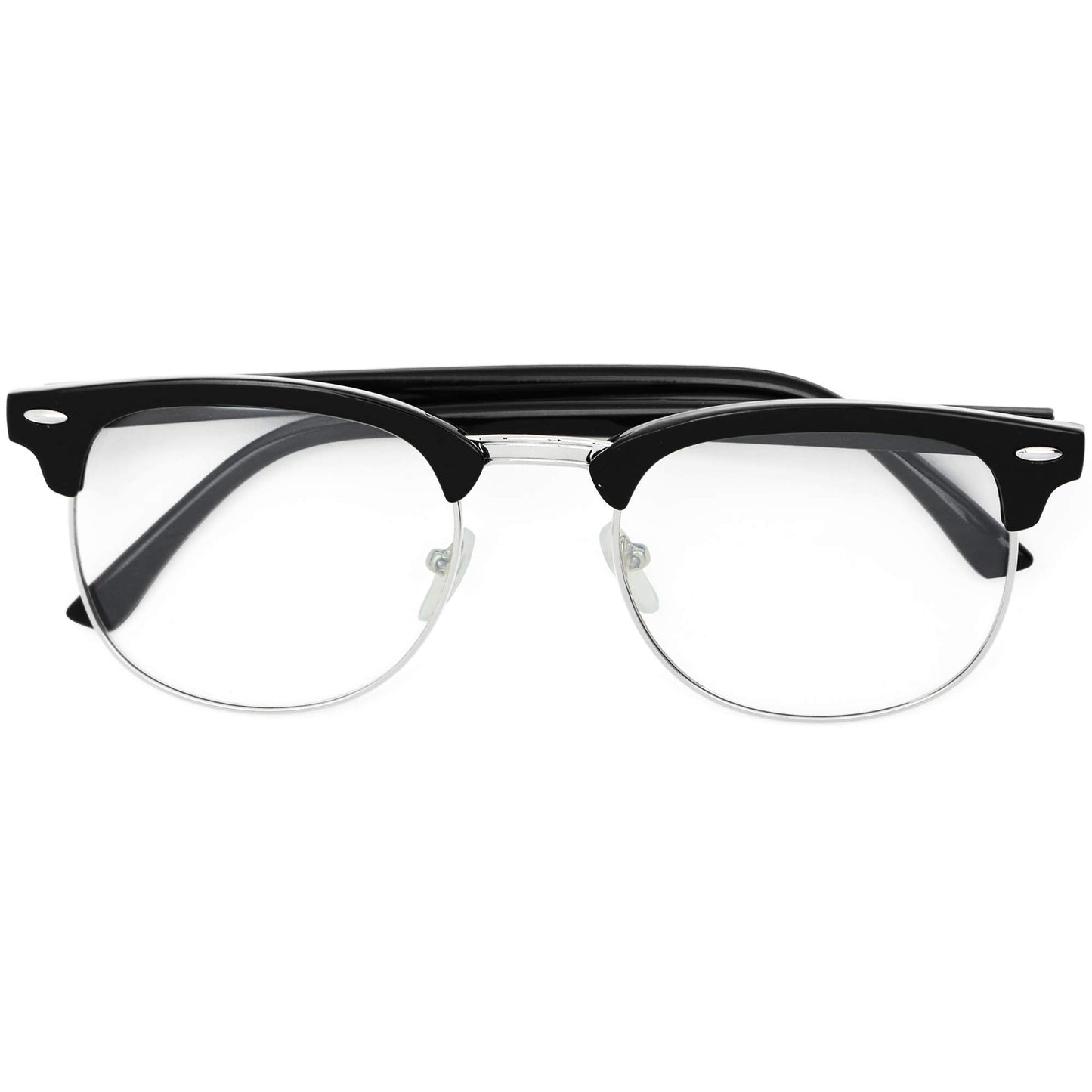 Skeleteen Clear Lens Costume Glasses - Non Prescription Horn Rimmed Fake Club Eyeglasses for Adults and Children
