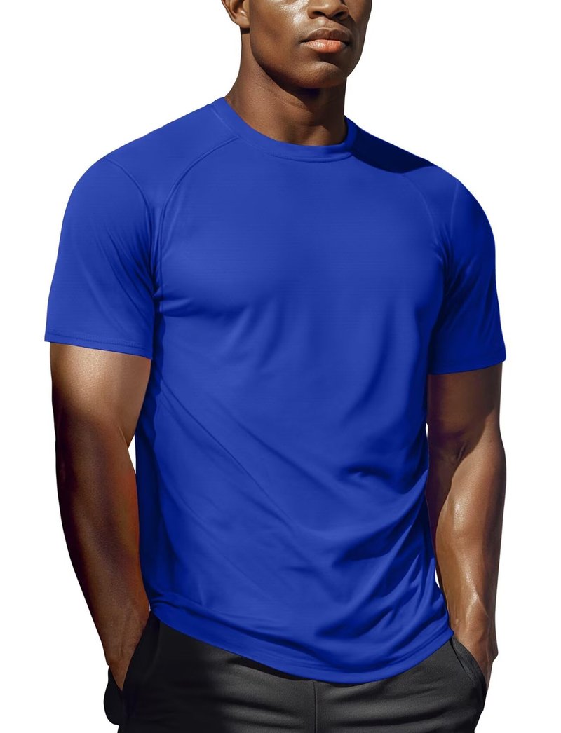 Zengjo Mens Athletic Shirts Short Sleeve Quick Dry Moisture Wicking Gym Workout Tee(Royal Blue,X-Large)