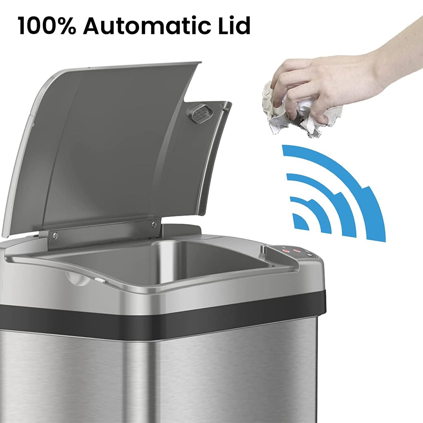 iTouchless Stainless Steel Trash Can, Touchless Sensor Lid, Odor Filter and Fragrance, 2 Gal