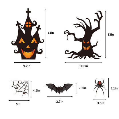 LOAVER 90 Pieces Halloween Window Clings Static Window Stickers with PVC Bats Spider Web Window Decals for Halloween Party Decoration Favors Supplies