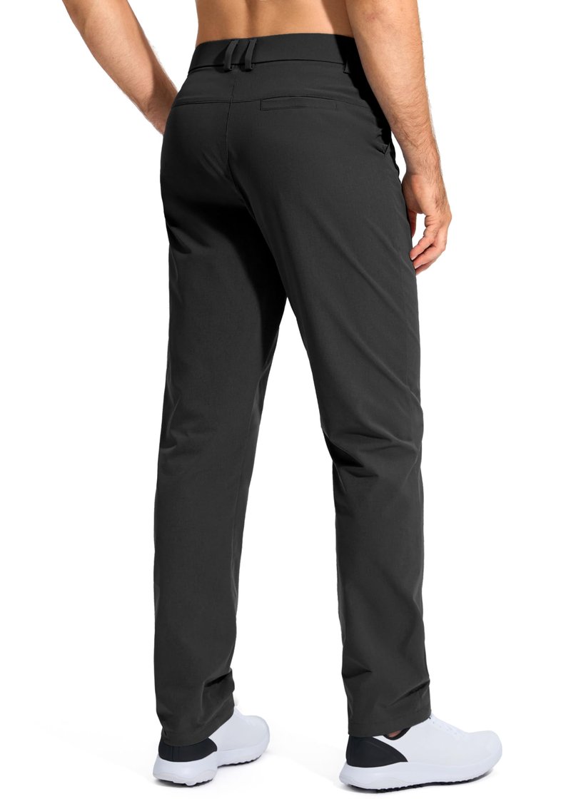 Pudolla Dress Pants for Men Golf Pants Stretch Work Dress Comfy Pants 32 Lightweight Quick Dry Casual Slacks Trousers(Black 33Wx32L)