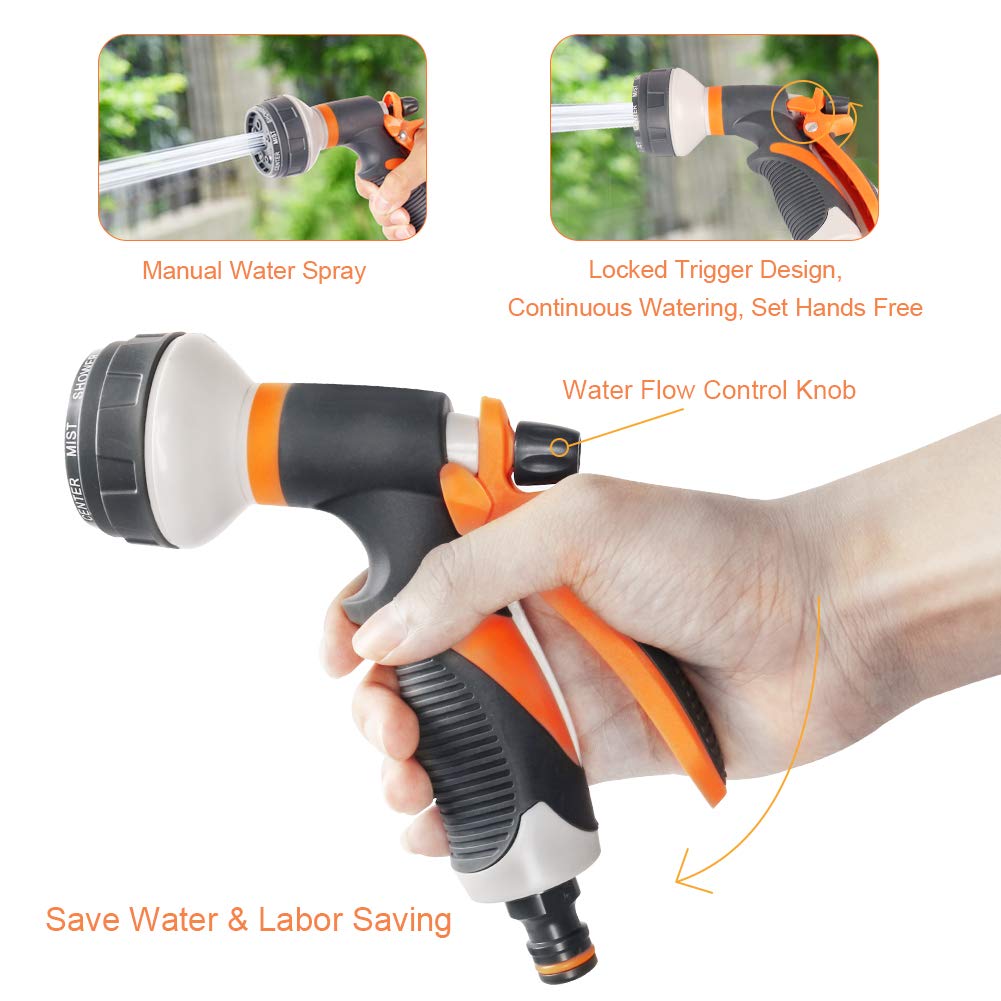 Onarway Garden Hose Spray Gun Set 8 Patterns High Pressure Nozzles, Anti-Slip Design, Perfect for Watering Plants Car Washing Shower Pet, 5PCS Garden Showers Set