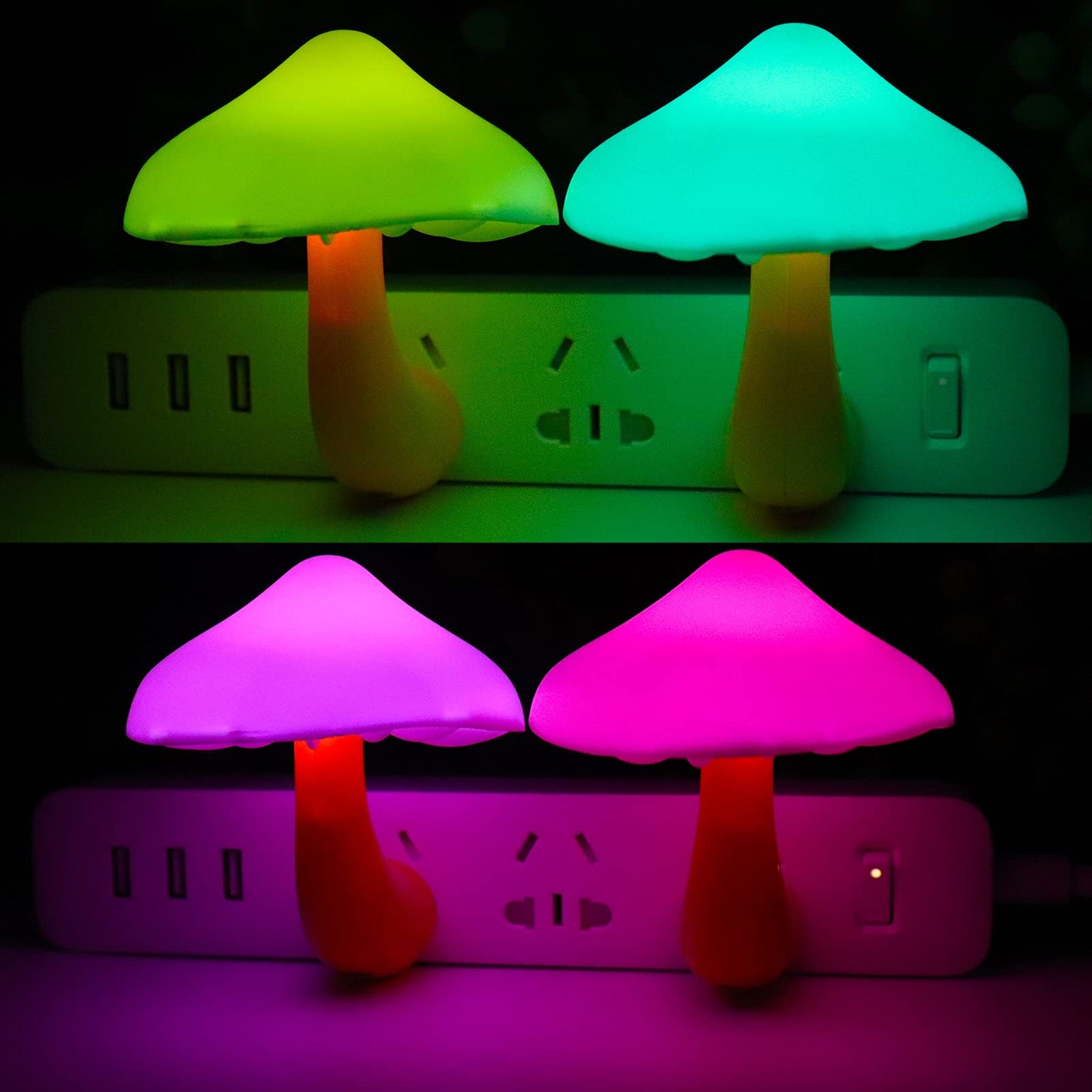 AUSAYE Sensor LED Night Light Plug in Wall Lamp, Energy Saving NightLight Cute Mushroom Night Lights for Adults Kids Bedroom,Bathroom,Toilet, Stairs, Kitchen,Hallway Corridor Warm White