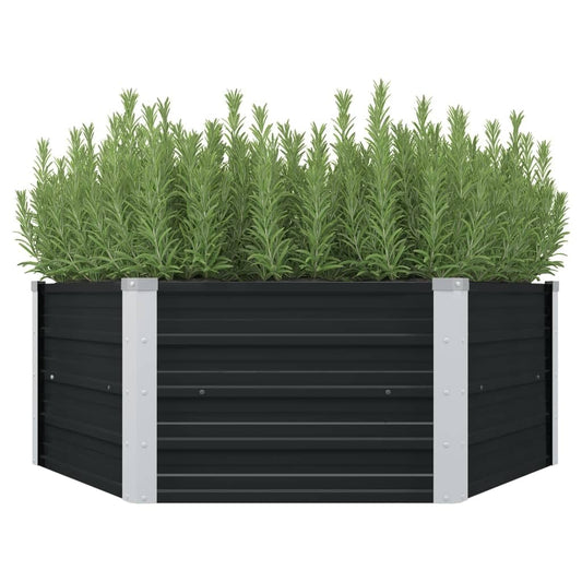 Logeirevo Outdoor Metal Raised Garden Bed for Vegetables, Flowers, Herbs, Galvanized Planter Raised Garden Boxes Outdoor, Anthracite 50.8"x50.8"x17.7" Galvanized Steel,-1204