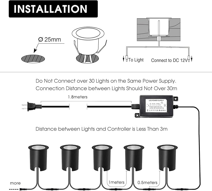 Smart LED Deck Lights Kit WiFi Controlled Color Changeable,Φ1.38“Outdoor IP67 Waterproof Low Voltage Step Lights with Protecting Shell,Works with Samrt Phone,Alexa,Google Home(10 Pack,WiFi)