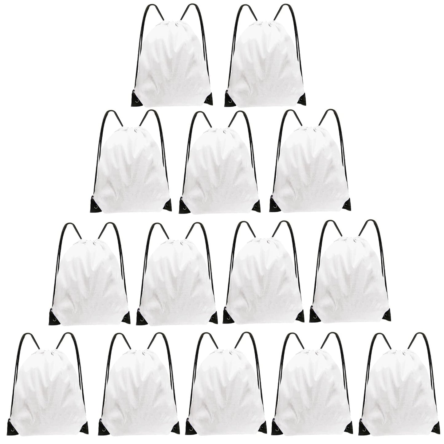 Grneric Drawstring Bags Bulk 14 Pcs Drawstring Backpack Bulk Cinch Bag Sackpack for Men Women Gym (White)