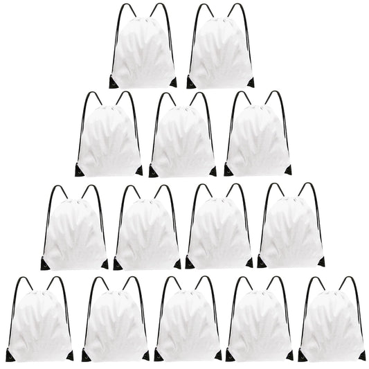 Grneric Drawstring Bags Bulk 14 Pcs Drawstring Backpack Bulk Cinch Bag Sackpack for Men Women Gym (White)