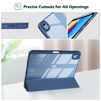 ProCase for iPad (A16) 11th Generation 11 Inch 2025/10th Generation 10.9 Inch 2022 Case with Pencil Holder, Hybrid iPad 11 10 Case with Clear Back, Supports Auto Wake/Sleep -Navy
