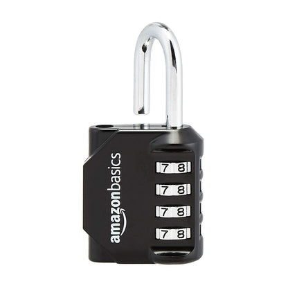 Amazon Basics 4-Digit Combination Lock for Gym and Sports, 2-Pack, Black