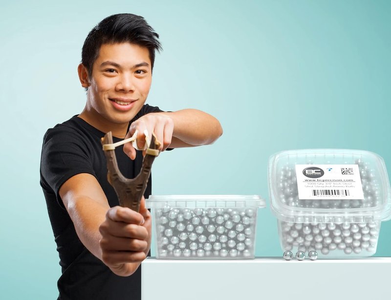 BC Precision 3/8" Slingshot Ammo Balls - Grade A Steel, Easy Grip & Smooth Pull Back for Accurate Flight