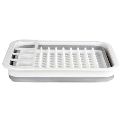 Beldray LA031051 Collapsible Dish Drainer - Plastic Sink Drying Rack With Cutlery Divider, Foldable For Compact Storage, Durable For Plates, Cups, Pots & Pans, Space Saving For Camping, Caravans