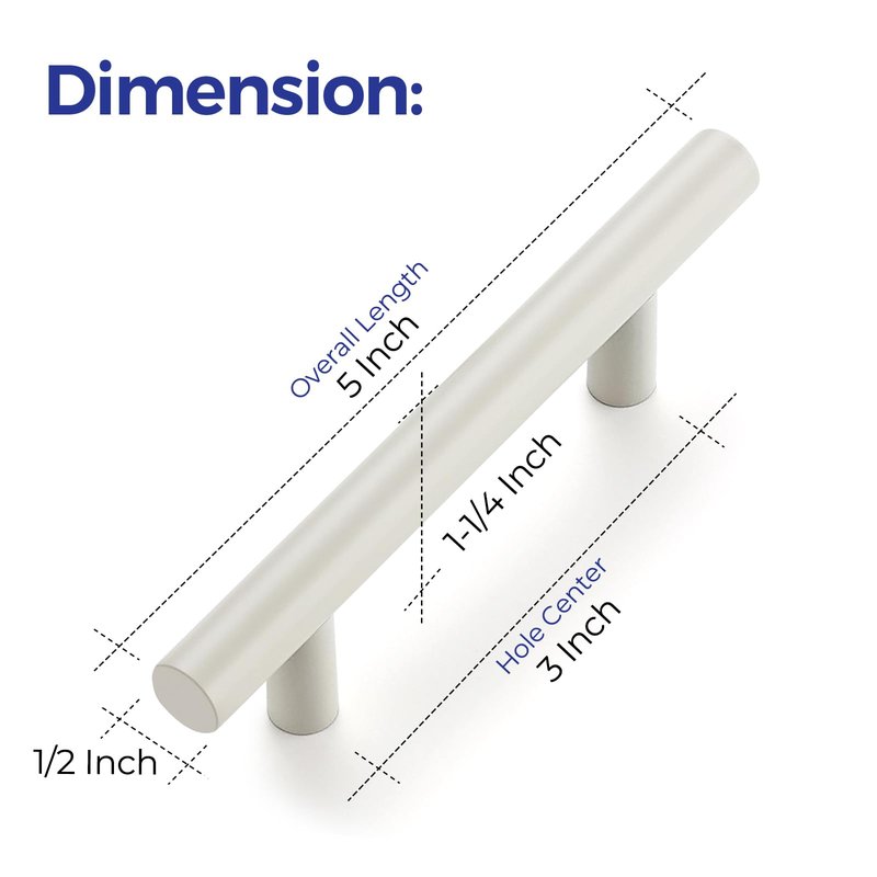 Ravinte 1 Pack | 5 Inch Cabinet Pulls White Stainless Steel Kitchen Drawer Pulls Cabinet Handles 5 InchLength, 3 Inch Hole Center