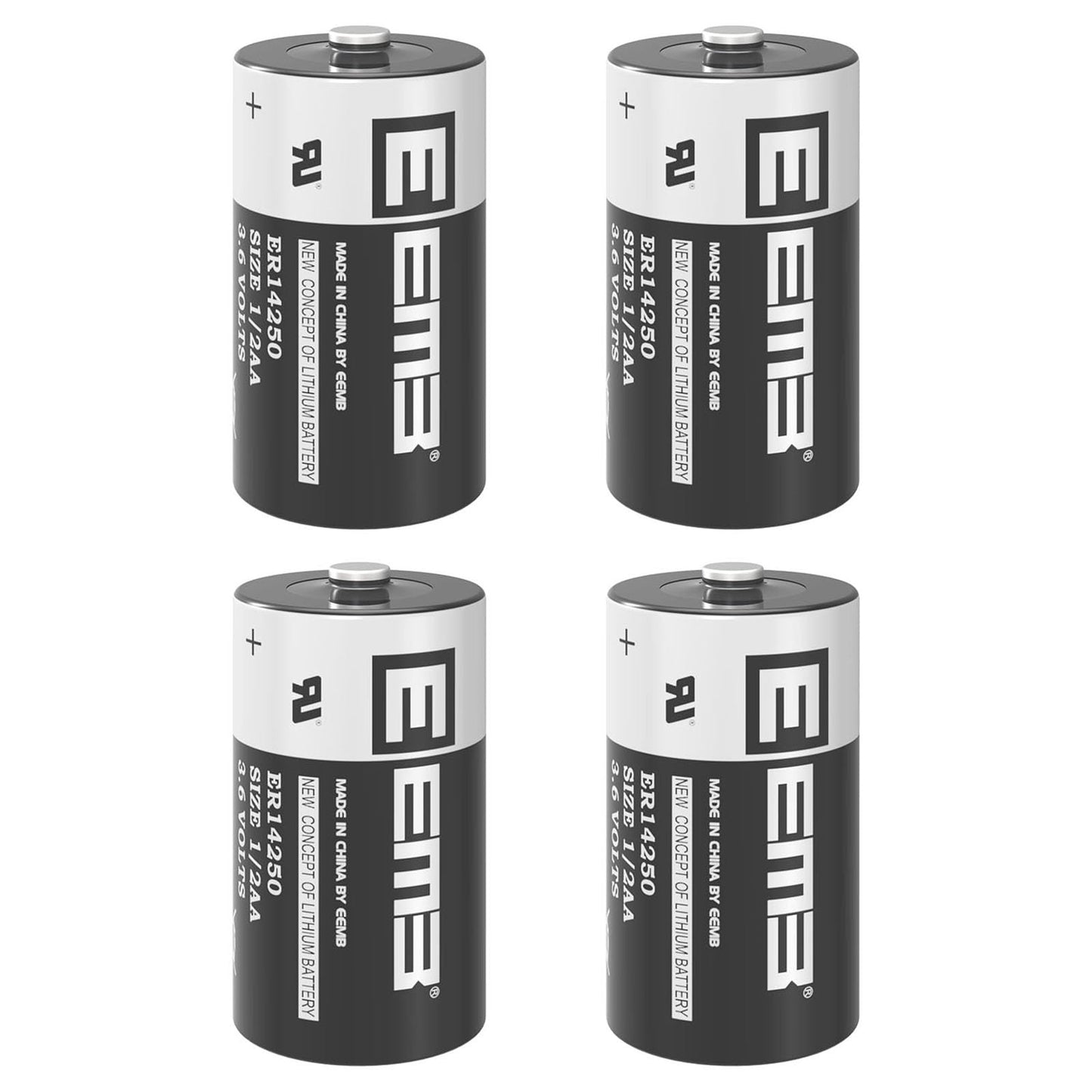 EEMB ER14250 Battery 1/2AA 3.6V Lithium Battery Li-SOCL₂ (4-Pack) Non-Rechargeable XL-050F SB-AA02 LS14250 for Dog Collar Meter Sensor Movement Monitor/Home Security System/Alarm System