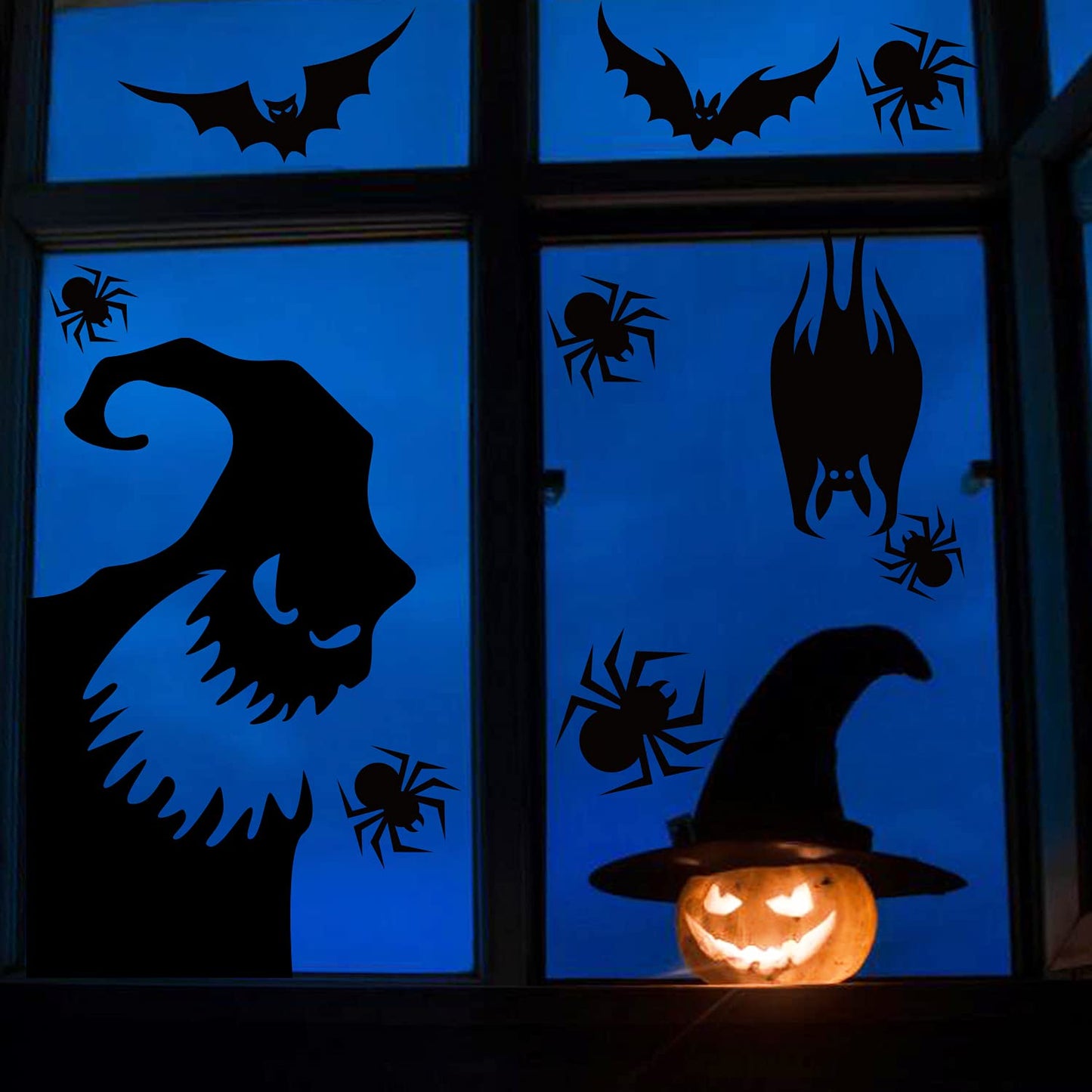 CCINEE Halloween Window Cling Sticker,Giant Spooky Monster Silhouette Window Decal for Halloween Party Decoration,4 Sheet