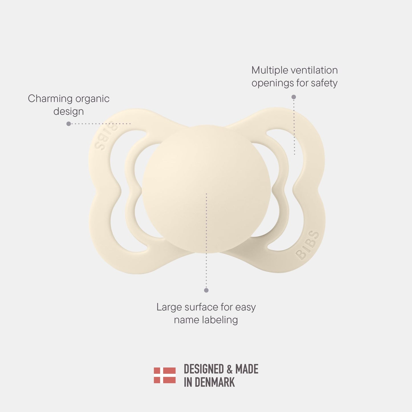 BIBS Supreme Soother 2-Pack, BPA Free Dummy Pacifier, Symmetrical Nipple. Silicone, Size 1 (0-6 Months), Ivory/Sage